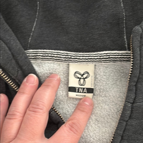 TNA distressed Charcoal Gray Zip-Up Hoodie - Picture 2 of 4